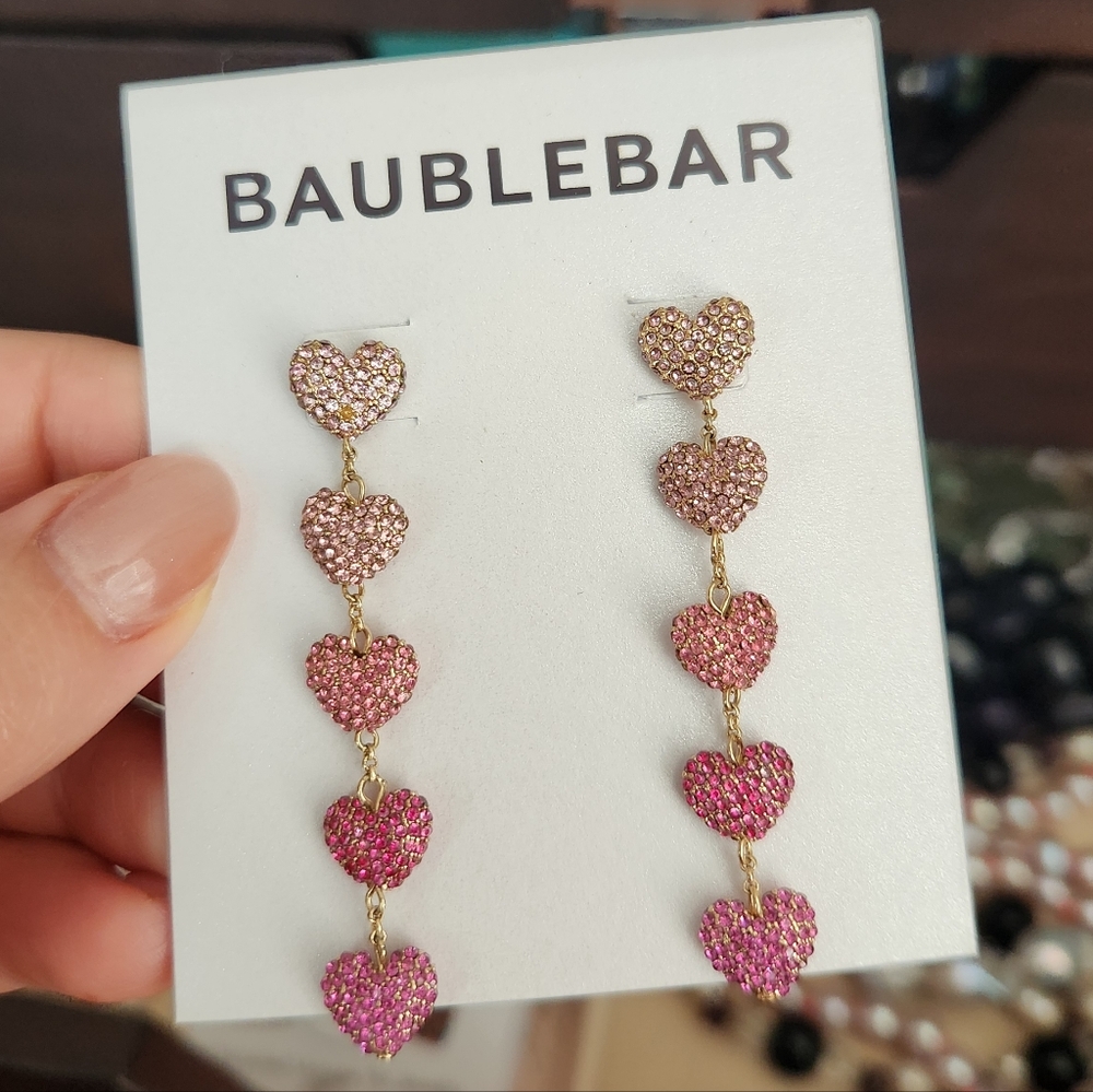 BaubleBar Pink Ombre Gradient Heart Earrings